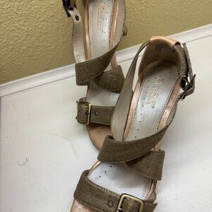 MUDD Goldtone Strappy Sandals--3 Inch Heel--8M